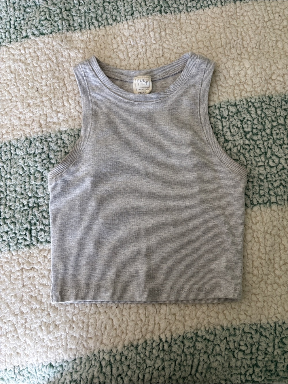 Full Tilt Light Gray Ribbed Crop Tank Top